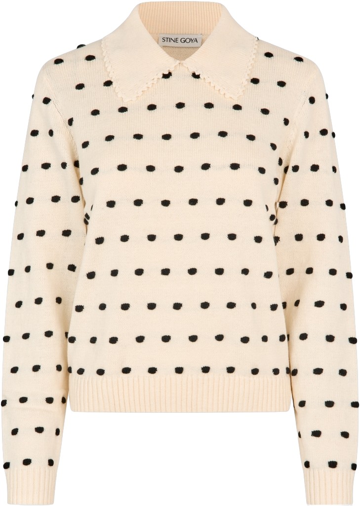 2386 Cotton Mix, Bobble Polo Collar Sweater